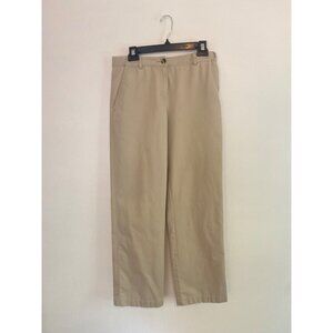 L.L.Bean Womens Classic Fit Bayside Twill Pants Size 4 Petite Beige 100% Cotton